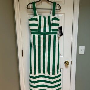 Green and White Striped Dress